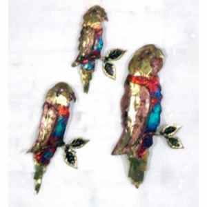 PMA-078  Parrots Set of 3 Large 12″ x 6″, Medium 9.5 x 5″, Small 7″ x 4.5
